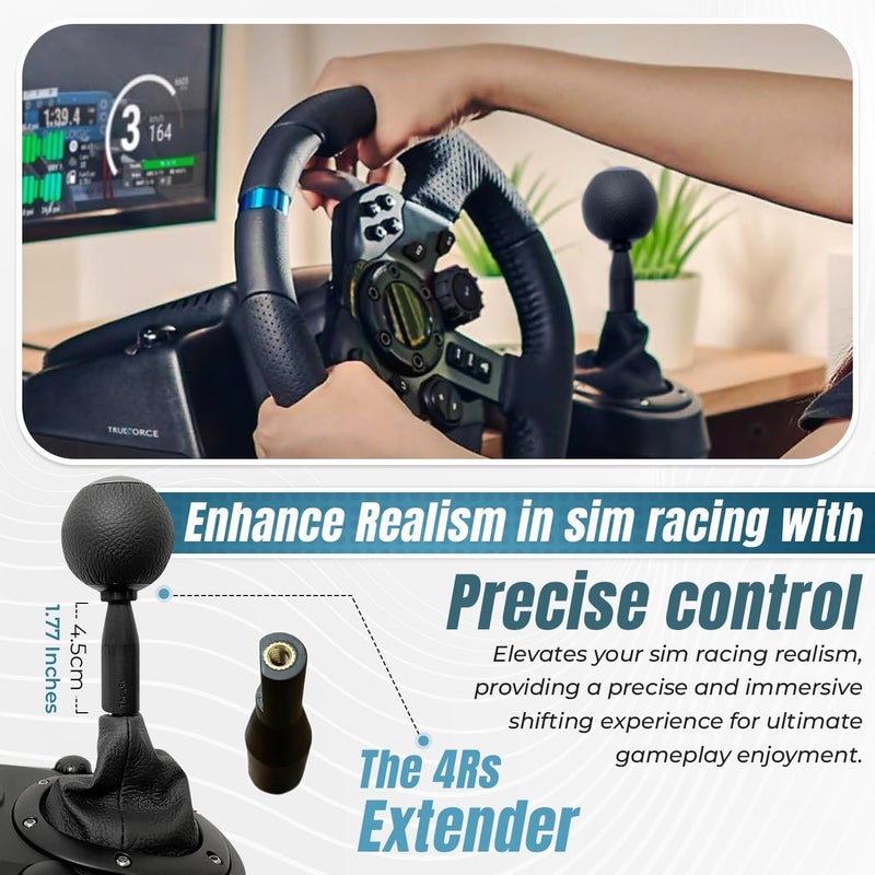 The 4Rs محول مقبض نقل الحركة لجهاز لوجيتك G29 G920 G923 G27 G25، تمديد ذراع النقل، ملحقات ألعاب سباق المحاكاة [4.5 سم (1.77)] - Image 3